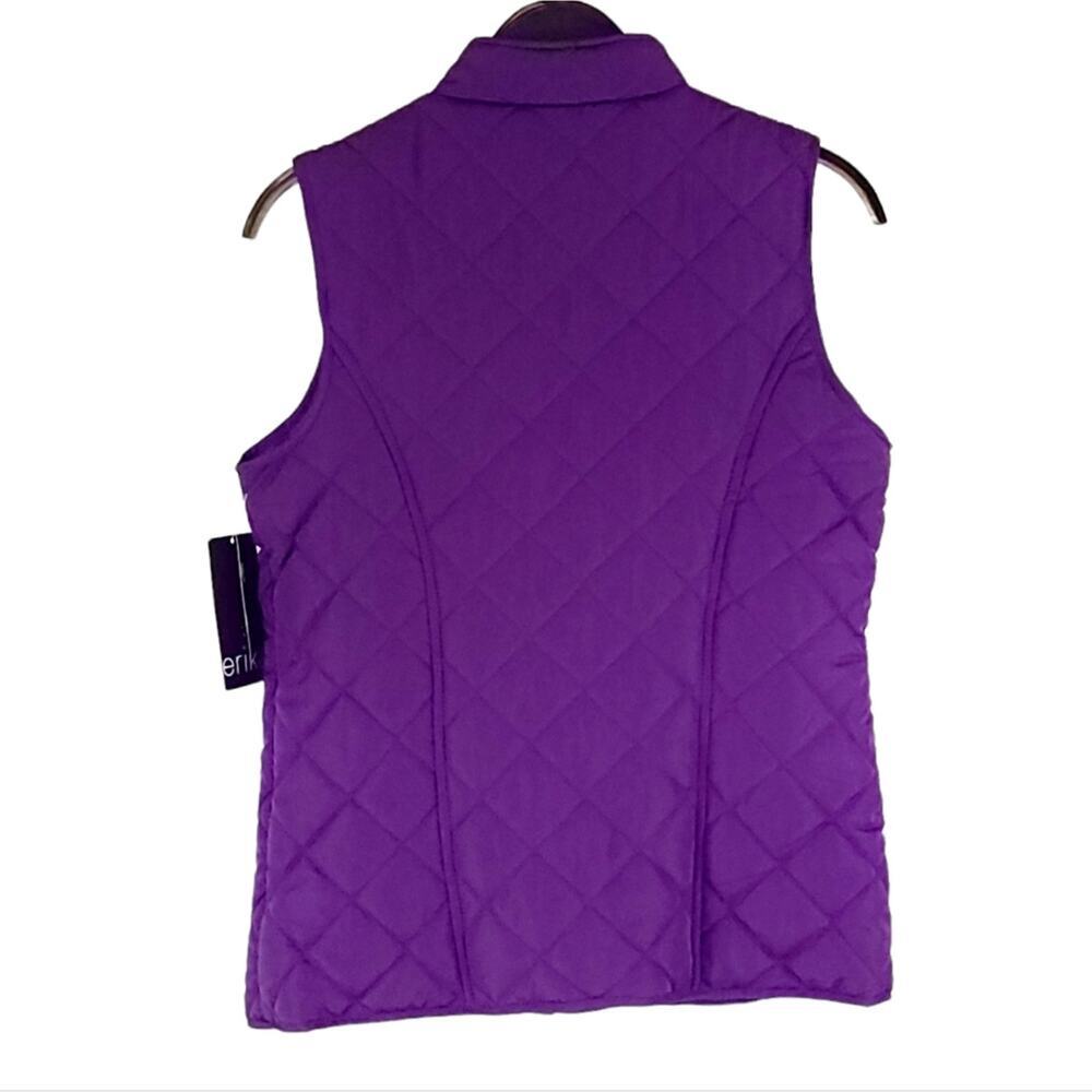 Erika Sloan Quilted Vest Zip-snap Front Purple - Picture 4 of 9